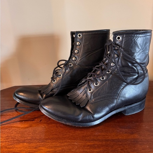 Men’s Vintage Justin Black Leather Lace-Up Roper ankle Boots size 6D main image 11